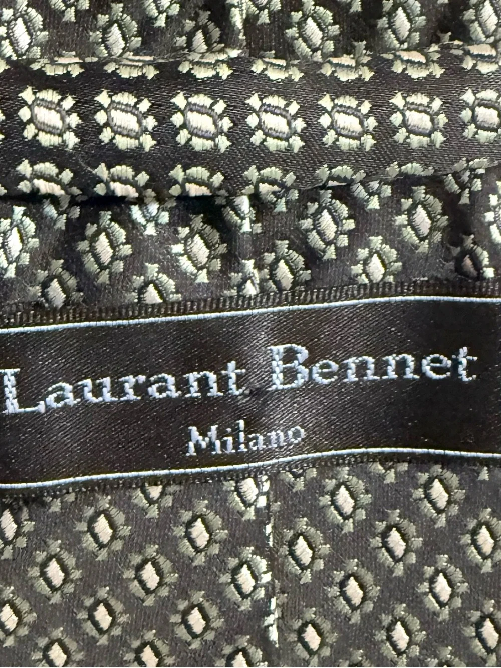 Men's Black Tie with Subtle Gold Geometric Pattern